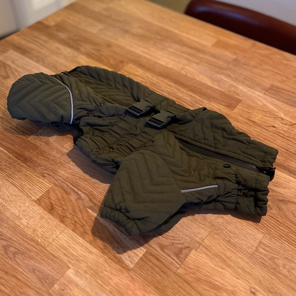 Dog winter quilted insulated jacket with legs - army green
